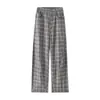 Northbound Roupa Masculina 2026 Outono Novo Calça Casual Xadrez Cinza e Branco Masculina Vintage Reta Solta Calça Foice