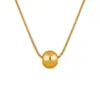 Collar de Cuentas de Transferencia de Moda Simple Estilo Coreano Estilo Ins para Mujer Cadena para Clavícula Dorada Versátil de Acero de Titanio