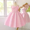 Nuevo Vestido de Amazon para Niñas 2026 con Tirantes para Fiesta de Cumpleaños y Actuación, Vestido de Princesa de Satén con Lazo Tridimensional