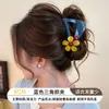 Pinza para el pelo floral versátil y elegante, única y colorida, pinza de tiburón de moda para la parte trasera de la cabeza, accesorio para el pelo tipo pinza de garra dulce diario estilo coreano