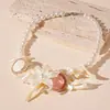 Collar de concha de resina estilo vacacional con flores geométricas y perlas artificiales para la clavícula, personalidad temperamento europeo y americano, collar de alta calidad para mujer