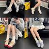 Aumento de Altura Dentro de 4 cm ~ Piel Suave Plata Zapatos de Entrenamiento Alemanes para Mujer Modelo Nuevo 2025 Malla Transpirable Casual Deportivos para Senderismo