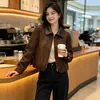 Jaqueta Curta Elegante com Lapela para Mulheres, Novo Estilo Outono 2026, Tendência, Rejuvenescedora, Versátil, Jaqueta Slim com Zíper, Top Elegante