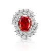 Anillo de Flor de Hielo con Gema de Color Brillante de Corte Huevo de Paloma Oversize de Venta Caliente Transfronteriza para Mujer Moda Europea y Americana Joyería de Diamante de Alto Carbono Brillante