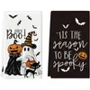Amazon transfronterizo temu venta caliente Feliz Halloween Halloween HEY boo calabaza blanco y negro paño de cocina