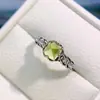 Atacado de Fábrica Popular Anel de Peridoto Natural Prata S925 Inlaid com Pedra Principal 6*6 Joias de Luxo Venda Direta da Fábrica