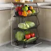 Prateleira de Armazenamento para Cozinha Organizador de Bancada para Frutas, Legumes e Temperos, Prateleira de Armazenamento em Várias Camadas, Cesta de Legumes Multifuncional de Grande Capacidade