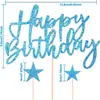 Decoración para Pastel Estrella Brillante de Feliz Cumpleaños Inserto Decoración para Pastel de Fiesta de Cumpleaños Tarjeta Inserto para Mesa de Postres