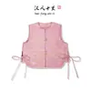 Jaqueta Colete Sem Manga Botões Gola Redonda Estilo Chinês Novo Primavera Colete Retro Traje Tang