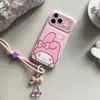 Capa Estampada de Bolinhas My Melody Desenho Animado para Apple 18 Pro Max, Fofo iPhone 17, 16, 15