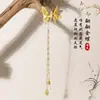 Pasador de Estilo Antiguo, Nuevo Estilo Chino Patrón de Nube Borla Accesorio Lateral para el Cabello para Hanfu, Pin Doble Esmaltado, Estilo Nacional Clásico, Pin Azul Quemado para Mujeres