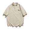 Estilo Vestido 2025 Verano Nuevo Estilo Japonés Retro Bolsillo Diseño de Brazalete Semi-cárdigan Cuello Alto Manga Corta Camisa para Hombre
