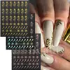 Beleza Completa Transfronteiriça Novos Adesivos de Nail Art Ins Dourado Laser Vazado Flor Rosa Laço Adesivos