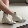 Versión de Piel de Oveja~Punta Redonda Moño Estilo Sencillo Tacón Oculto Botas Adelgazantes para Mujer Cremallera Lateral Estilo Francés Elásticas Adelgazantes en el Tobillo