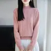 2026 Suéter de Punto Trenzado Minimalista con Cuello Medio Alto para Mujer Otoño Invierno Nuevo Holgado Engrosado Elegante Ropa de Punto Camisa Base para Mujer