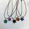 Pendente de estrela de jade natural personalidade de nicho cruz doce legal colar corrente de clavícula de obsidiana amantes