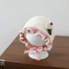 Bonito gorro de punto para bebé con borde ondulado, dulce diseño de fresa, gorro para bebé que cubre las orejas para otoño e invierno, con forro y estilo para poner