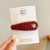 Pinza para el pelo de niños para Año Nuevo con lazo, Pinza de tela de alta gama para flequillo lateral para niñas pequeñas, Accesorio para el pelo rojo de otoño e invierno