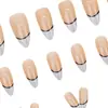 Lujo Ligero Usable Azul Claro Ámbar Francés Gama Alta Blanqueamiento Difuminado Gama Alta Elegante Manicura Uñas Usables Sexy 24 Piezas