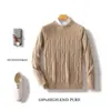 Suéter Grueso de Punto Trenzado Siete Agujas 100% Lana para Hombre con Tacto de Relieve Tridimensional, Abrigo Retro Otoño e Invierno para Hombre