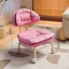 Taburete Pequeño Giratorio con Ruedas, Taburete Bajo para Niños, Taburete Doméstico para Cambiarse los Zapatos, Taburete Móvil para Sofá, Silla con Soporte Lumbar y Respaldo