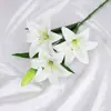 Lirio Artificial Impreso en 3D con 3 Cabezas de Flor Pequeñas y 1 Capullo, Adecuado para Decoraciones de Bodas, Salones de Bodas y Decoración del Hogar