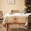 Toalha de Mesa Desenho Animado, Sem Lavagem, Impermeável, À Prova de Óleo, Resistente ao Calor, Estilo Dopamina Creme, Toalha de Mesa Retangular, Protetor de Mesa, Chá