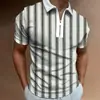 Estación Independiente Tem Transfronterizo Europeo y Americano Nueva Camisa Polo para Hombre Hecha a Medida Cuello Solapa Impresión 3D Cremallera Estilo Casual