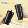 Taza de Té de Leche Desechable Comercial Negra Moldeada por Inyección Taza de Empaque Cafetería Bebida Taza para Bebida Fría Resistente a Altas Temperaturas Grande en stock