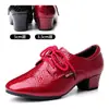Zapatos de Baile Cuadrado para Mujer Wu Pa de Suela Suave y Tacón Medio Bajo de Cuero Brillante para Mujer de Exterior, Sailor, Baile de Salón, Zapatos de Baile para Uso Diario