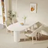 Conjunto de Mesa de Jantar e Cadeiras em Ardósia Branca Pura Cor Creme, Moderno e Simples, Adequado para Apartamentos Pequenos, Mesa de Jantar Semicircular