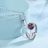 Collar de Plata de Ley 925 para Mujer Colgante de Gota de Agua Roja de Alta Gama Zircón Colgante Individual Clavícula Lágrimas de Ángel Corazón Joyería de Plata