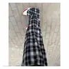 Calça casual versátil xadrez preto e branco para homens, calça reta de perna larga estilo americano de outono, calça longa esportiva high-street, xadrez preto