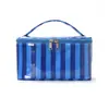 2026 Bolsa Tote Grande de PVC Gelatinoso Listrada em Cores Contrastantes Estilo Coreano Casual para Trabalho e Dia a Dia Impermeável