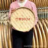 Decoração de Pintura de Tecelagem de Bambu para Jardim de Infância Adereços de Dança Pintura de Decoração de Parede de Restaurante Rústico Peneira de Bambu Pá de Lixo Redonda