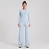 Conjunto de Ropa de Yoga Transfronterizo Ajustado Secado Rápido Camiseta de Manga Larga Top Correr al Aire Libre Fitness Pantalones Rectos Sueltos Conjunto