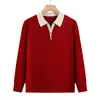 Ropa de otoño para madre de mediana edad, suéter de punto con cuello, suéter fino, camisa base elegante de manga larga para mujeres de mediana edad y mayores, top de primavera y otoño