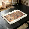 Tapete de té de brocado de lino de algodón borla hecha a mano tapete de té simple y versátil mantel tapete para preparación en seco tapete de mesa de café posavasos de té termoaislante