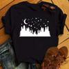 Ropa de Verano Europea y Americana 2025 para Mujer Estilo Harajuku Luna Estrellas Kawaii Camiseta de Manga Corta para Mujer Top Dulce y Lindo
