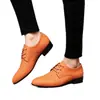 Zapatos de cuero a cuadros extragrandes transfronterizos para hombre, zapatos pequeños de cuero con cordones, modernos, a la moda, casuales, zapatos de cuero de punta formales para negocios para hombre