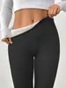 Pantalones de una pieza de cintura alta con bolsillo exterior grueso de solapa, forrados de terciopelo de cordero extra grueso, pantalones cálidos de algodón, admite dropshipping