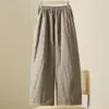 Novo Produto de Inverno 2026 Calça Casual Versátil de Cor Sólida para Mulheres, Corte Solto, Tamanho Grande, Cintura Elástica, Cordão, Calça Longa Acolchoada para Mulheres