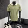 Camisa Polo de Marca de Moda Europeia Masculina com Lassel para Estação Europeia Camiseta Masculina de Decote em V Solta de Manga Curta Combinando Cores Camisa Paul Dividida