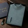 Suéter de cachemira amigable con la piel para hombres de mediana edad y jóvenes, cuello semialto, listo para usar, tejido sin costuras, capa base casual de alta gama