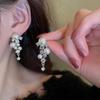 Pendientes de plata S925 con diseño de alta calidad y perlas de circón, elegantes y geométricos, con diseño de hada súper moderna para mujer.