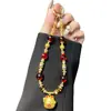Cadena para Teléfono Móvil Gato de la Suerte Festiva de Año Nuevo Cadena Roja Colgante Otoño e Invierno Nuevo Llavero con Cuentas de Cristal Cadena Cuerda Venta al por Mayor