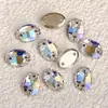Atacado K9 Oval Base Plana Duas Furações Strass de Vidro Costuráveis à Mão para Roupas DIY, Vestidos de Noiva, Bolsas e Acessórios