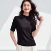 Camiseta base de lana para mujer para primavera y otoño, hecha de algodón modal, con un tacto de alta gama y elegante, con diseño de camiseta de manga media, modelo nuevo