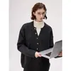 Tricô de Peça Falsa Dupla Gola Alta Meia-Calça Estilo Coreano para Mulheres no Inverno Cleanfit Pontos em Cores Contrastantes Aconchegante Aquece Malha Externa