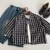 Camisa Infantil Maibao 2026 Otoño Nuevo Estilo Niños y Niñas Camisa de Manga Larga a Cuadros Camisa Chaqueta Estilo Coreano para Bebé Tendencia
